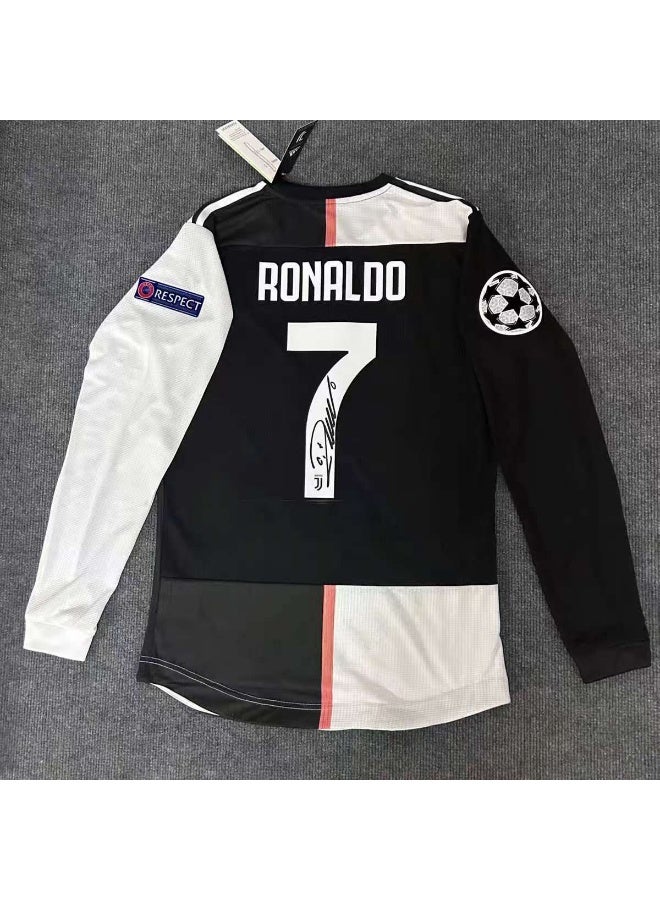 Ronaldo توقيع ريترو بأكمام طويلة لكرة القدم جيرسي #7 رونالدو ريترو بأكمام طويلة لكرة القدم جيرسي هدية للجماهير والأصدقاء - Image 1